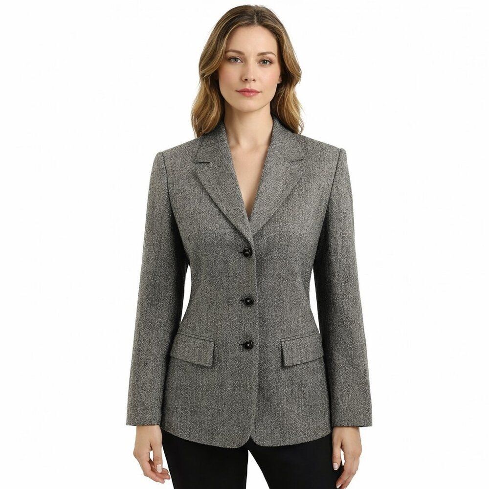 Talbots Herringbone Blazer Size 6P NWOT Y2K Wool Blend